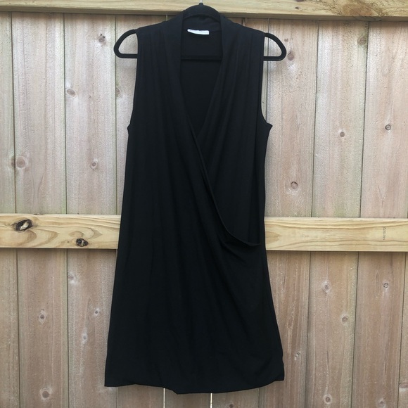 Bryn Walker Dress Size M Black Sleeveless Wrap Front Bamboo Organic Cotton - Picture 1 of 13